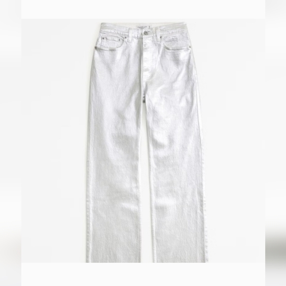 Abercrombie & Fitch Denim - Abercrombie & Fitch Silver Metallic Flare Jeans Size 4 / 27
